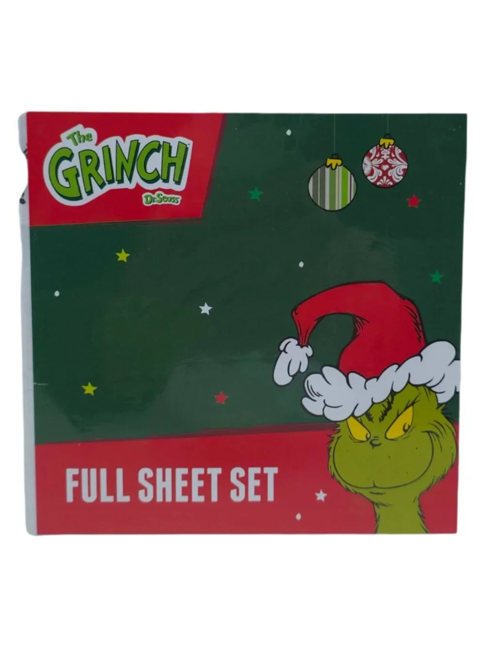 Dr. Seuss The Grinch Christmas Full Double Sheet Set 100% Cotton Holiday Bedding